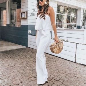 Socialite White Popover Jumpsuit